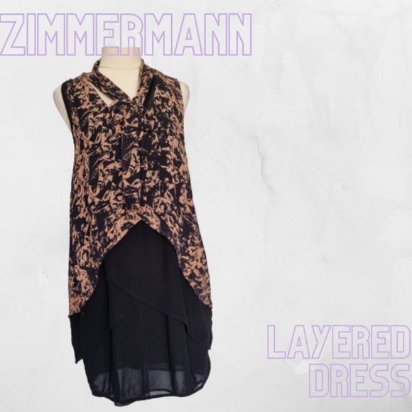 Zimmermann Dresses & Skirts - Zimmerman Black & Brown Pop Art Print Sheath Dress Size 2